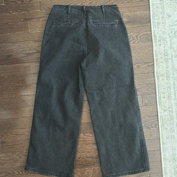 Addkaka Wide Leg High Rise Exposed Button Fly Wide Leg Culotte Stretch Jeans - Picture 9 of 9